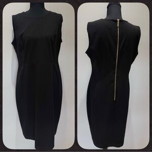 Calvin Klein Black Sleeveless Midi Dress with Gold Zipper